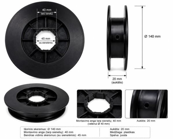 Apsauginių žaliuzių ratukas TP140 140mm/165-180 dėžei [1]